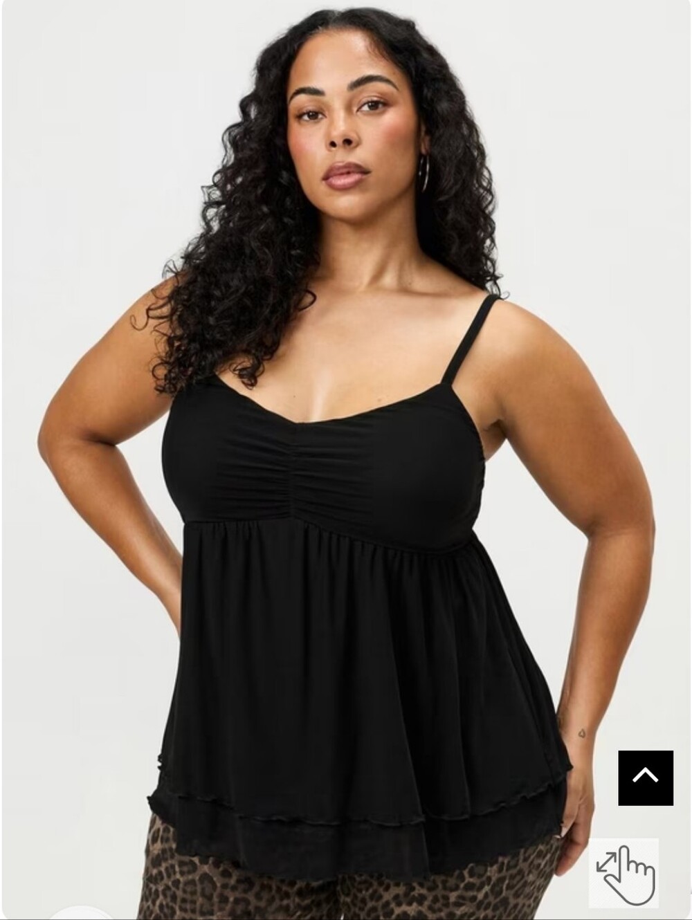 torrid Black Mesh V-Neck Babydoll Cami
